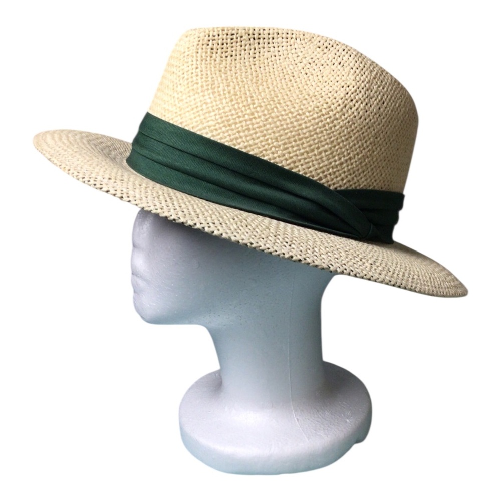 Dorfman Pacific Straw Panama Hat Dark Green Band L/XL
